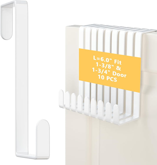6" Sturdy Metal Over The Door Hooks (10 PCS) Fit Most Doors up to 1-3/4"