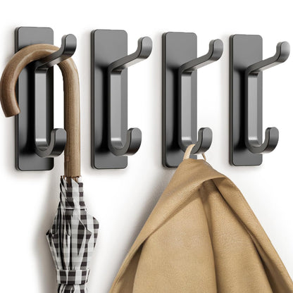 pickpiff 12 Pack Wall Hooks for Coat and Towel: 13LB Adhesive Door Hanger Stick on, Black