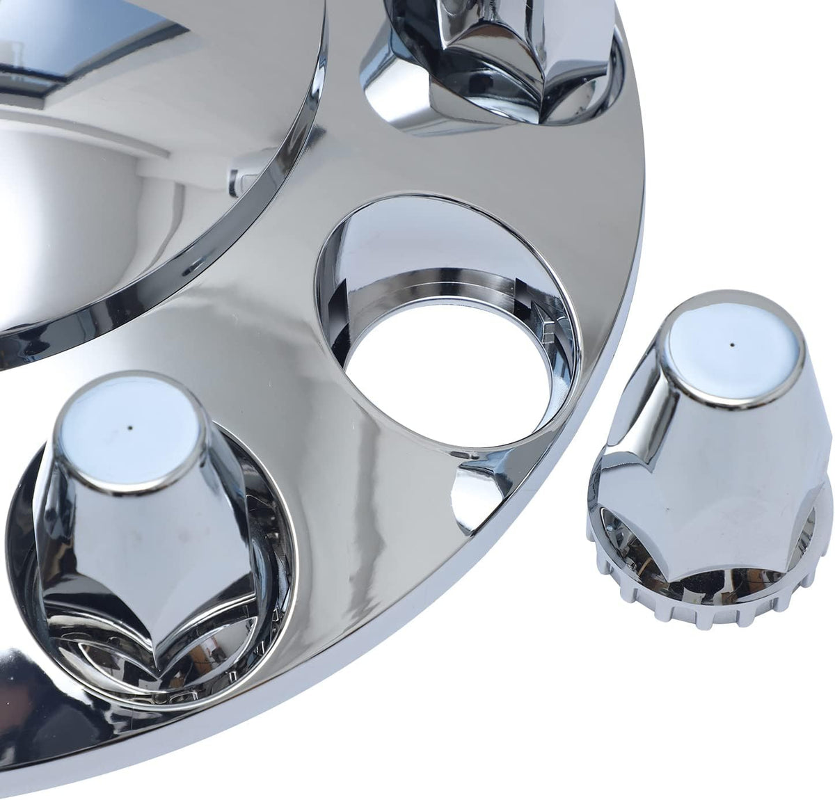 Chrome ABS Front Axle Wheel Cover for Semi Truck Plastic Hub Cover with 33mm Screw-On Lug Nut Covers 2 Front Axle Wheel Covers Hubcap (Standard Front)