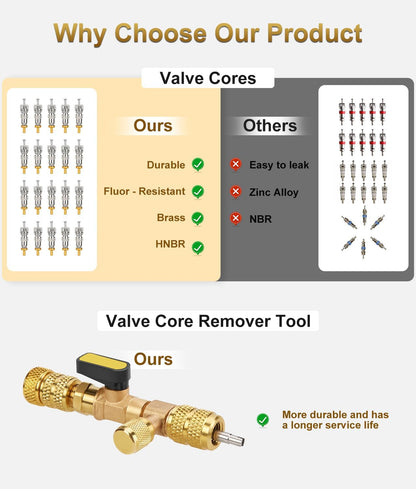 Valve Core Removal Tool Compatible with R22 R12 R407 R410 R404 R32 R600 A/C
