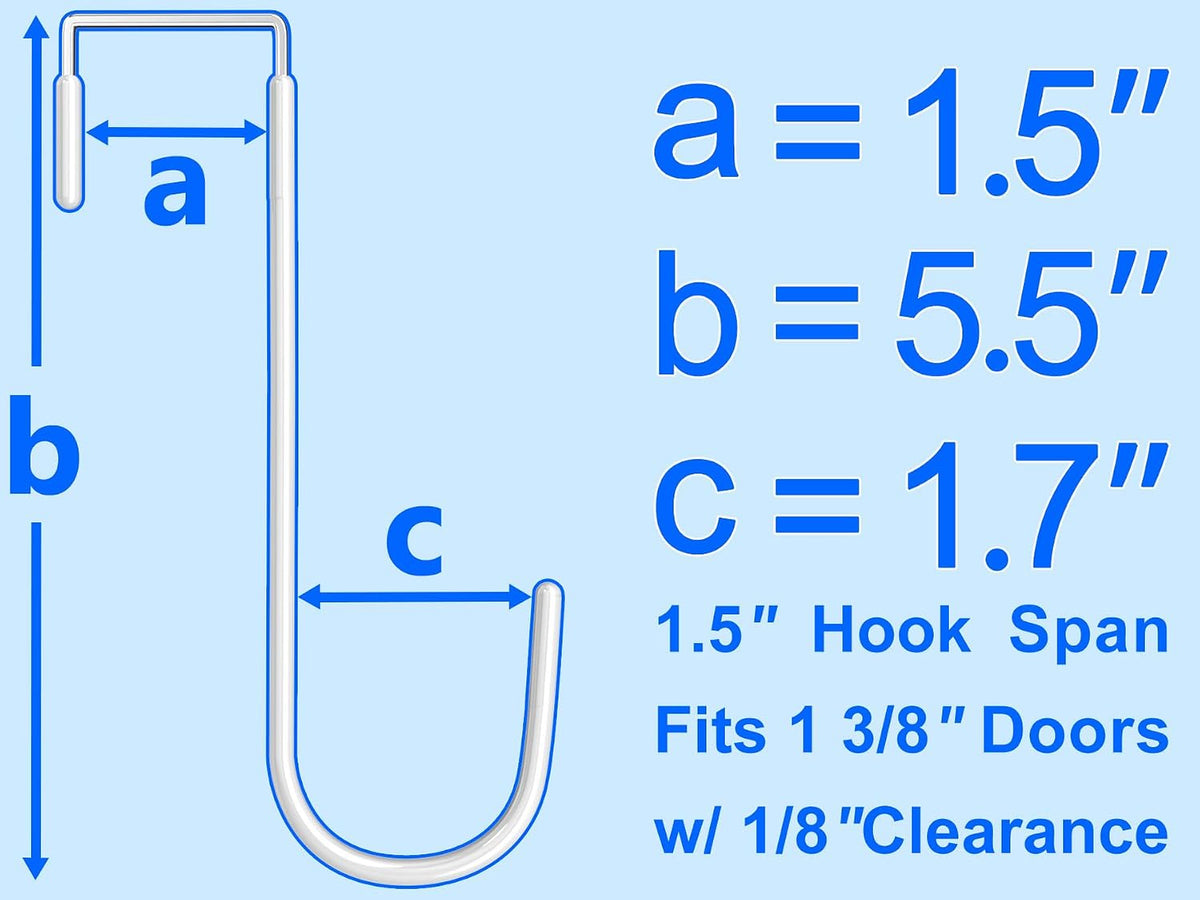 Mars-Rock Single Over Door Steel Hooks 4 Pack Fit 1-3/8" Door 5.5" White