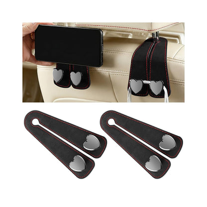 BESULEN Car Seat Headrest Hook, 2PCS Vehicle Seat Back Hanger Organizer for Handbag Purse Coat, Automotive Interior Headrest Double Storage Hook, Universal Fit (Black)