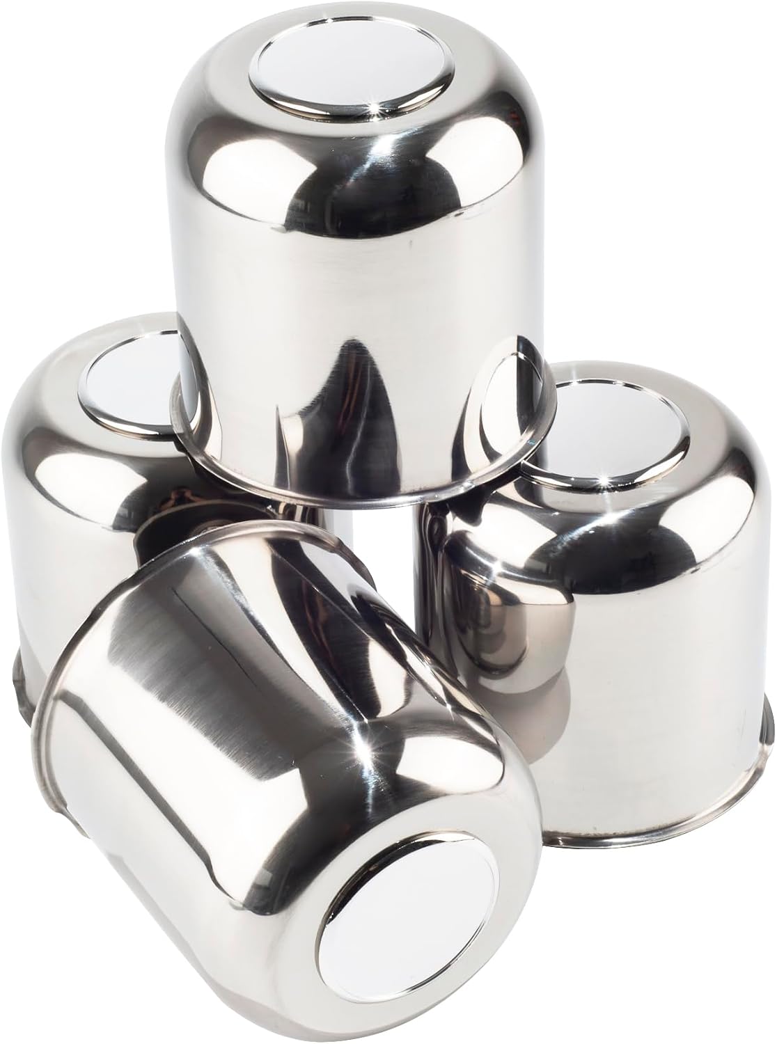 4Pcs 4.25" Stainless Trailer Wheel Center Caps, 4.29" H Chrome