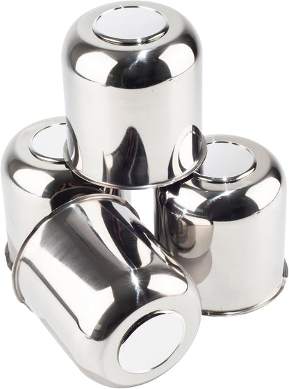 4Pcs 4.25" Stainless Trailer Wheel Center Caps, 4.29" H Chrome