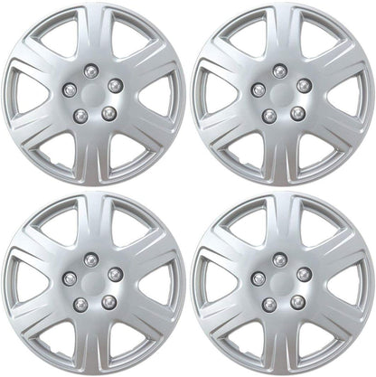 BDK HK993 Silver 15" Hubcaps Wheel Covers for Toyota Corolla (15 inch) – Four (4) Pieces Corrosion-Free & Sturdy – Full Heat & Impact Resistant Grade – OEM Replacement, 4 Pack