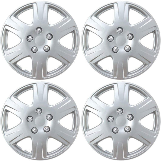 BDK HK993 Silver 15" Hubcaps Wheel Covers for Toyota Corolla (15 inch) – Four (4) Pieces Corrosion-Free & Sturdy – Full Heat & Impact Resistant Grade – OEM Replacement, 4 Pack