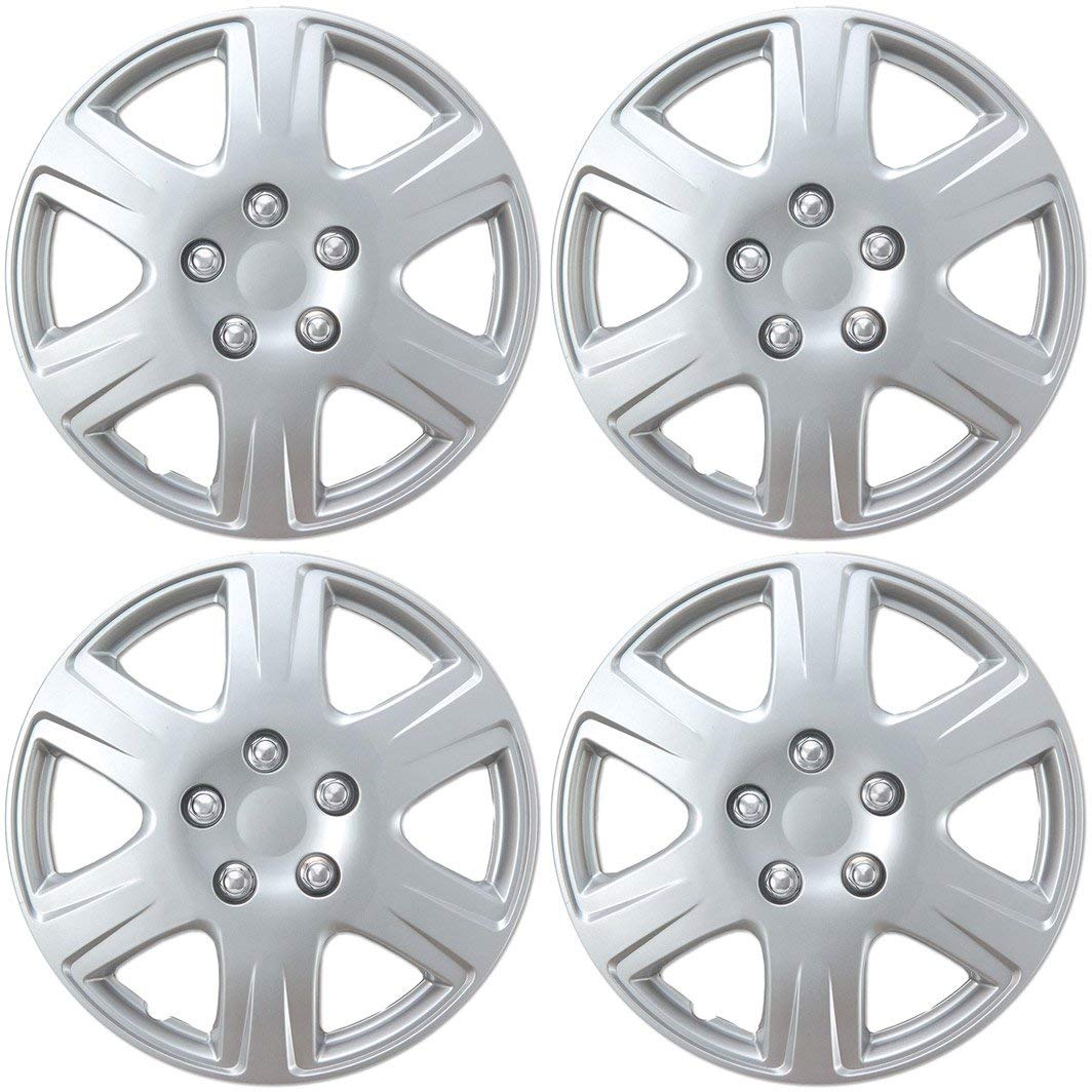 BDK HK993 Silver 15" Hubcaps Wheel Covers for Toyota Corolla (15 inch) – Four (4) Pieces Corrosion-Free & Sturdy – Full Heat & Impact Resistant Grade – OEM Replacement, 4 Pack