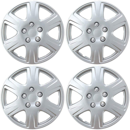BDK HK993 Silver 15" Hubcaps Wheel Covers for Toyota Corolla (15 inch) – Four (4) Pieces Corrosion-Free & Sturdy – Full Heat & Impact Resistant Grade – OEM Replacement, 4 Pack