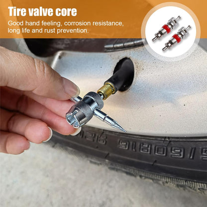 100PCS Premium Tyre Tire Valve Cores, Nickel Plated Valve Stem Core Part Replacement, Universal Tire Valve Stem Core for Most Automotive, RV, ATV & Air Conditioning, Motorcycles and Bicycles