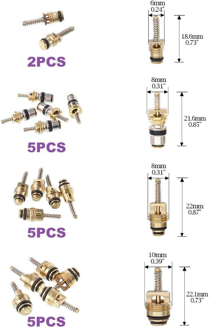Swpeet 40Pcs Air Conditioning Valve Core Kit, A/C R12 R134a Refrigeration Tire Valve Stem Cores With Remover tool for Most car