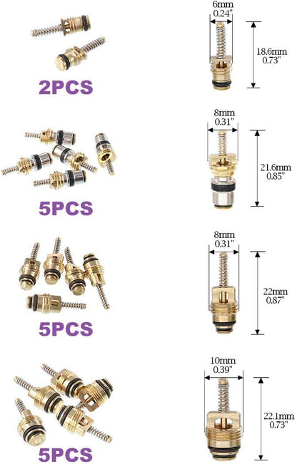 Swpeet 40Pcs Air Conditioning Valve Core Kit, A/C R12 R134a Refrigeration Tire Valve Stem Cores With Remover tool for Most car