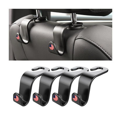 4 Pack Car Seat Headrest Hooks for Vehicle Seats, White