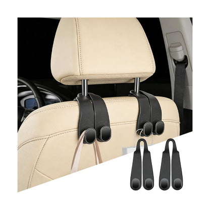 2PCS Car Seat Headrest Hook, Multifunctional Dual Hook Backseat Bag Purse Holder Organizer, Auto Interior Seat Back Storage Hanger for Coat Umbrella Grocery, Universal for Vehicles (Black)