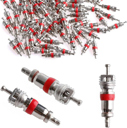 100PCS Premium Tyre Tire Valve Cores, Nickel Plated Valve Stem Core Part Replacement, Universal Tire Valve Stem Core for Most Automotive, RV, ATV & Air Conditioning, Motorcycles and Bicycles