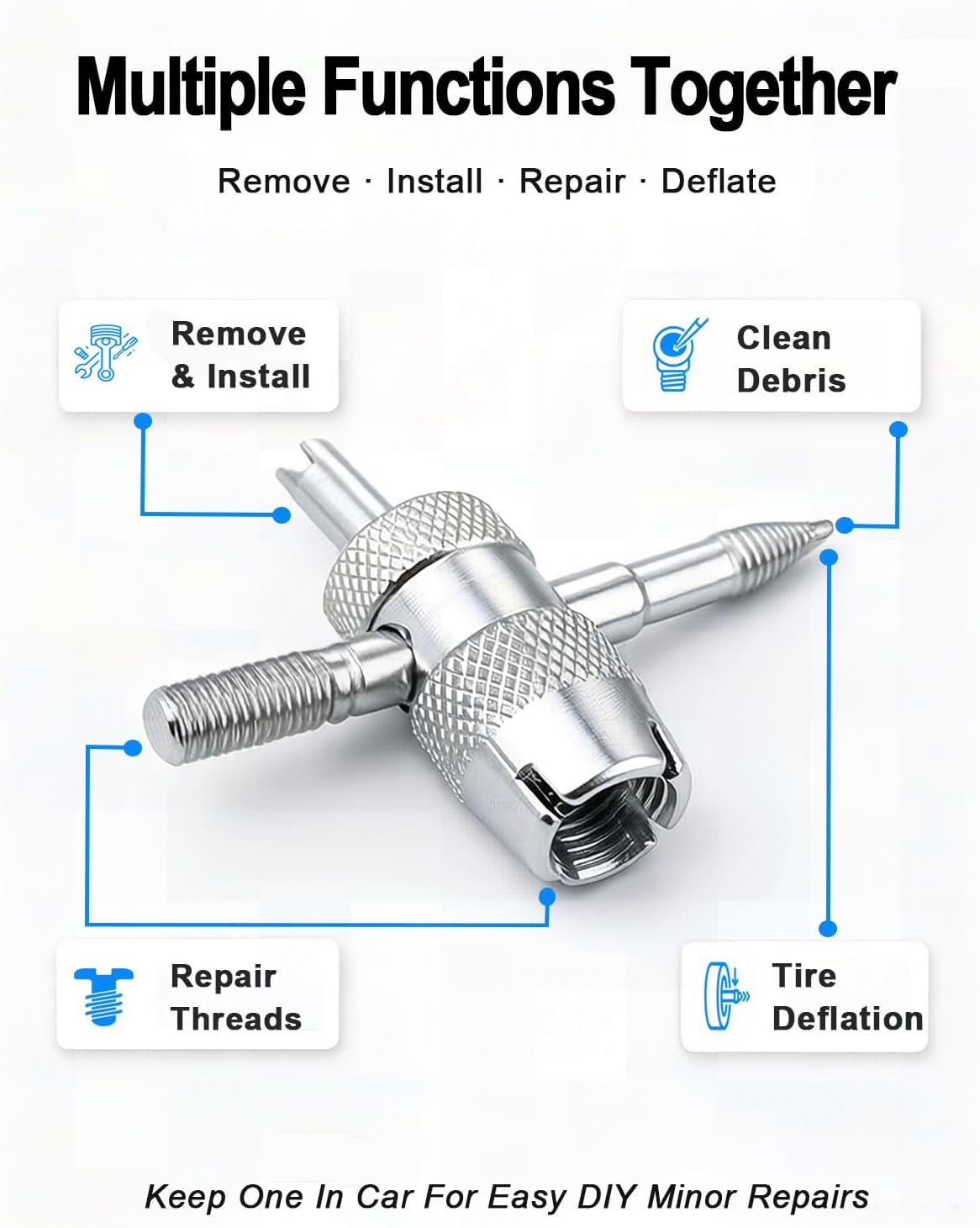 Riseuvo 36Pcs Tire Valve Stem Removal Tool Kit