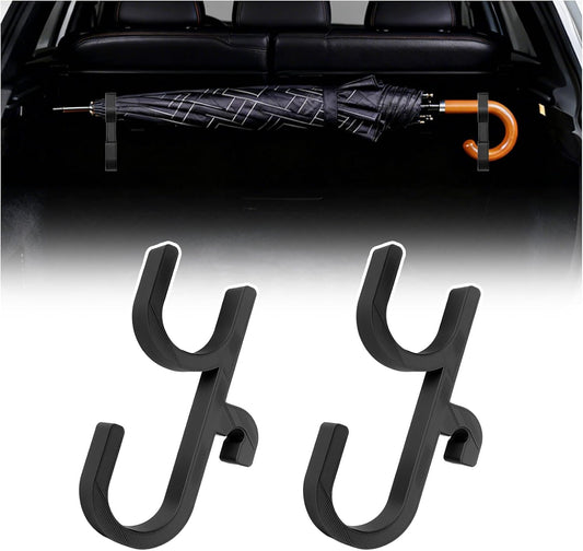 2PCS Double Car Umbrella Hook,Versatile Car Umbrella Holder as Cars Purse Hook,No Drilling Umbrellas Holder for Cars Trunks for Securely Holding Umbrellas Automotive Accessories