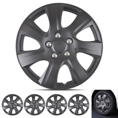 BDK 15 Inch Snap-On Hubcap Wheel Covers (Set of 4), 6-Spoke Original Design