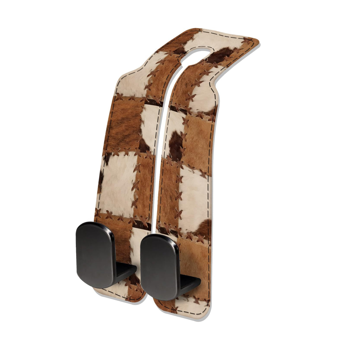 Car Seat Headrest Hook, Universal Leather Cute Hanger Holder Hook, Storage Organizer Interior Accessories for Purse Bags Handbag Retro Cowhide Plaid