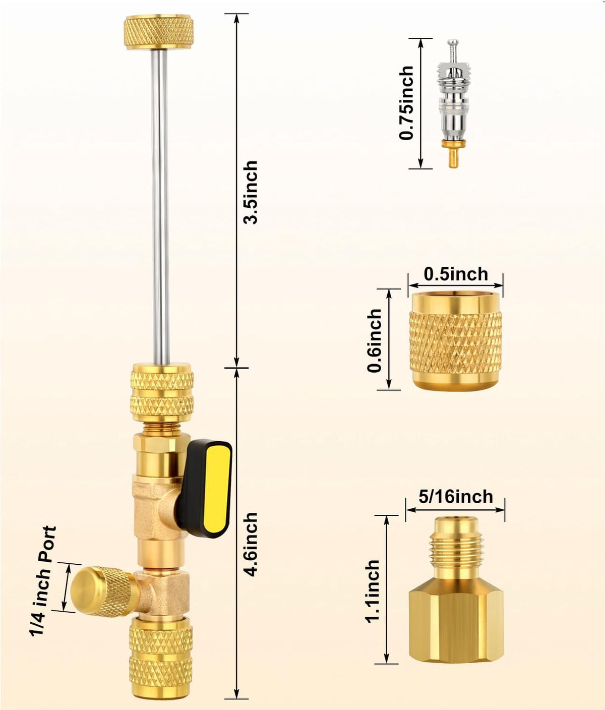 Valve Core Removal Tool Compatible with R22 R12 R407 R410 R404 R32 R600 A/C