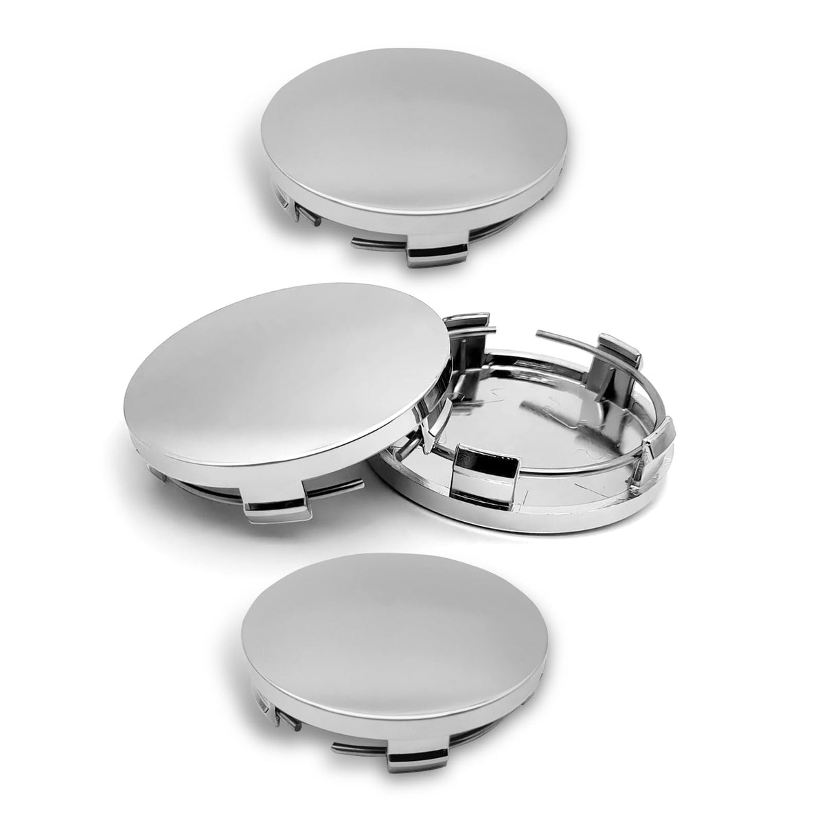 4PCS Car Wheel Center Caps, 60MM/2.36In OD 56MM/2.2In ID Center Hub Cover, ABS Snap-in Vehicle Rim Hub Caps, Rustproof Dustproof Center Cap for Rims, Universal Wheel Hub Decoration (Silver)