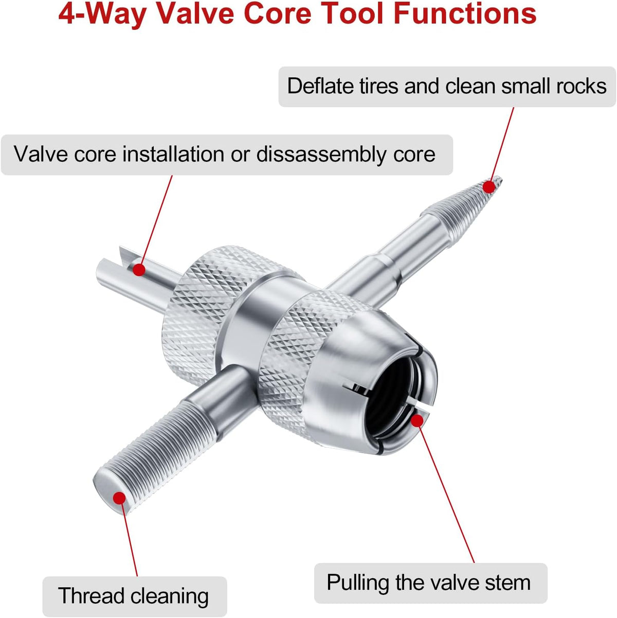 SUNSOUL 102PCS Schrader Tire Valve Cores with 4-Way Valve Core Removal Tool