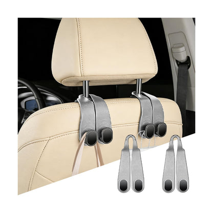 2PCS Car Seat Headrest Hook, Multifunctional Dual Hook Backseat Bag Purse Holder Organizer, Auto Interior Seat Back Storage Hanger for Coat Umbrella Grocery, Universal for Vehicles (Black)
