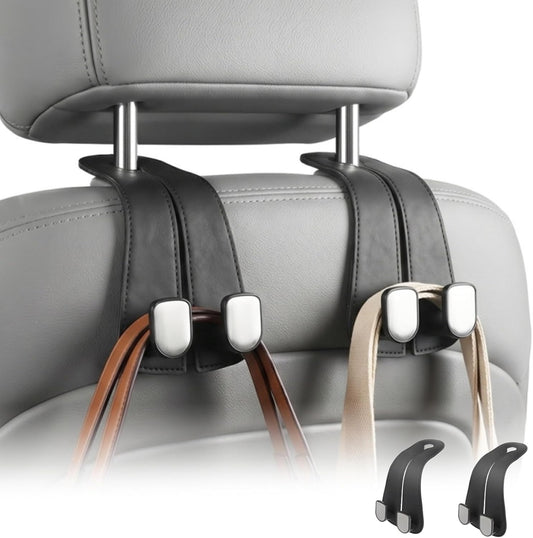 2 Pack Car Purse Hooks, Leather Car Headrest Hooks for Purses & Bags(Black)