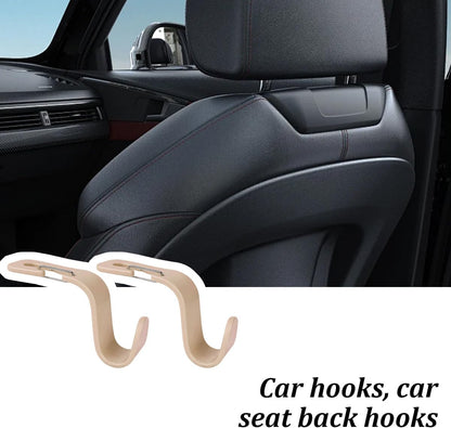 4PCS Car Seat Headrest Hook, Multi-Purpose Seat Back Hanger Purse Bag Handbag Organizer, Auto Interior Backseat Storage Hook Holder for Coat Hat Grocery Umbrella, Universal Fit (Beige)