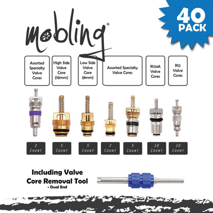 Car A/C Repair Kit - O-Ring Set + AC Valve Cores | Fix Air Conditioning | + Removal & Install Tool | R12 & R134a | - Also for Tire Valve Stems!