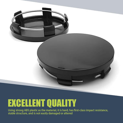4 PCS Car Wheel Center Caps, 2" x 1.9" x 0.6" Snap-in Wheel Center Hub Cover, Vehicle Rim Hub Cap Replacement Accessories (Black)