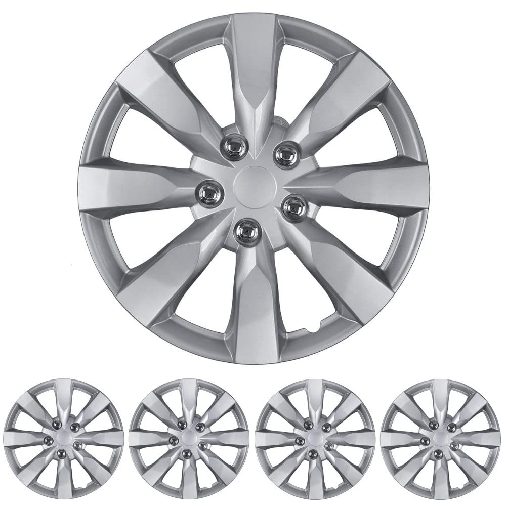 BDK (4-Pack) Premium Black Hubcaps 16" Wheel Rim Cover Hub Caps Style Replacement Snap On Car Truck SUV - 16 Inch Set