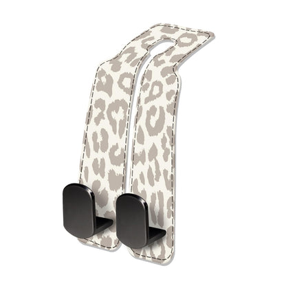 Car Seat Headrest Hook, Universal Leather Cute Hanger Holder Hook, Storage Organizer Interior Accessories for Purse Bags Handbag Retro Cowhide Plaid
