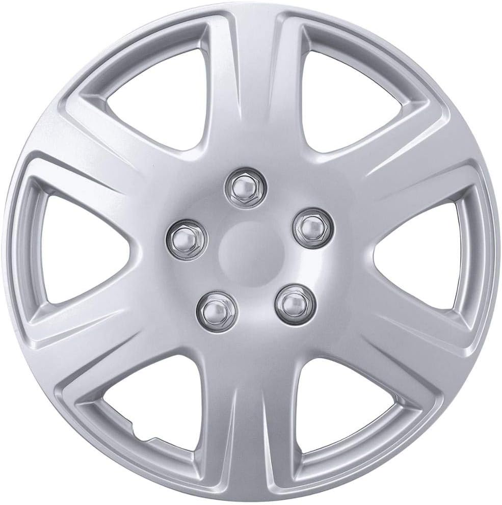 BDK 15 Inch Snap-On Hubcap Wheel Covers (Set of 4), 6-Spoke Original Design