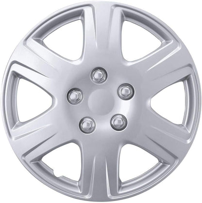 BDK 15 Inch Snap-On Hubcap Wheel Covers (Set of 4), 6-Spoke Original Design
