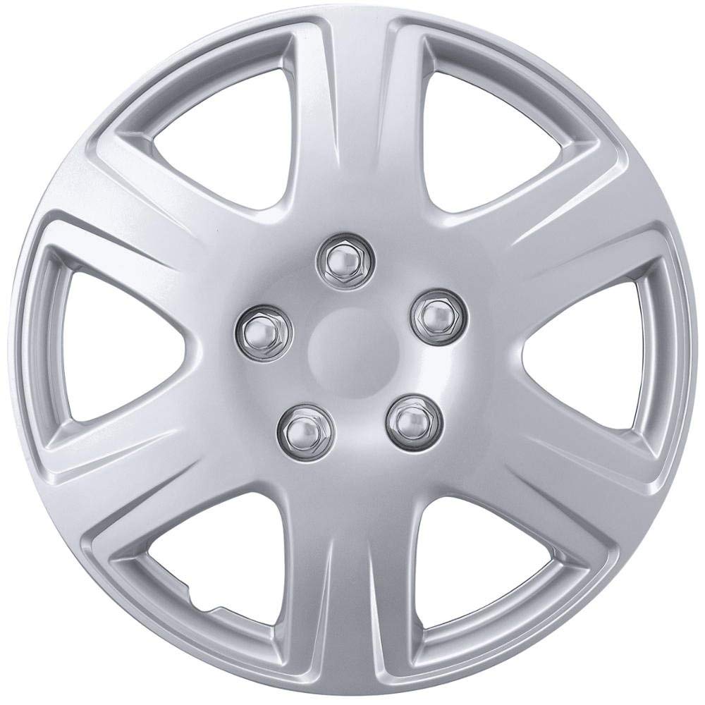 BDK 15 Inch Snap-On Hubcap Wheel Covers (Set of 4), 6-Spoke Original Design