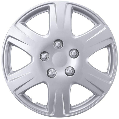 BDK 15 Inch Snap-On Hubcap Wheel Covers (Set of 4), 6-Spoke Original Design