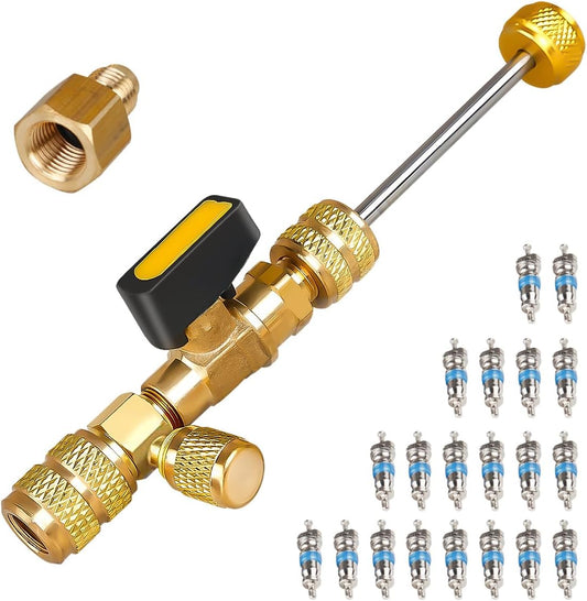 X.Store Professional Dual Size 1/4" & 5/16" SAE Valve Core Remover/Installer Tool Kit, HVAC AC Repair for R22 R32 R410A R134a, Schrader Valve Changer w/Magnet & Bypass Port