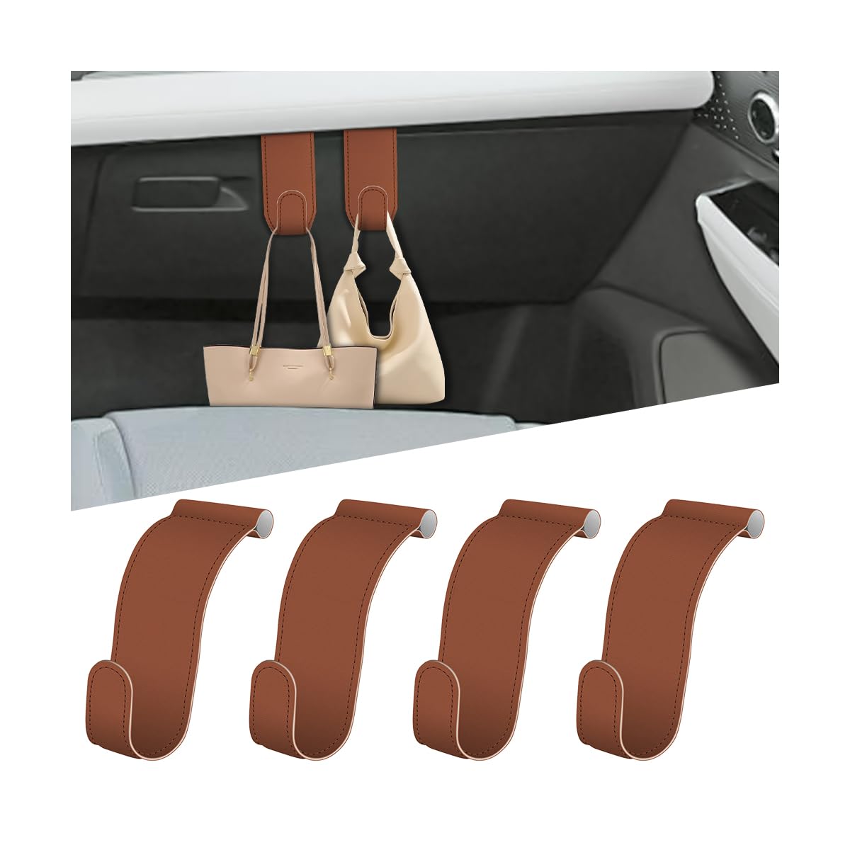 Bittwee 2PCS Car Glove Box Hooks Passenger Storage Hangers Black