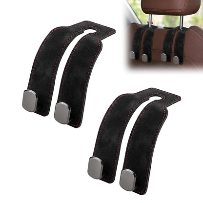 2 Pcs Purse Hook for Car, Leather Headrest Hooks for Car Seat, Universal Car Hooks Bag Holder for Purses, Handbags, Grocery Bags, Vehicle Seat Back Storage Organizer (Brown)