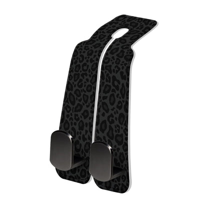 PU Leather Car Seat Hook, Storage Headrest Hanger, Cute Car Backseat Organizer, Car Hooks For Purses and Bags Black Leopard
