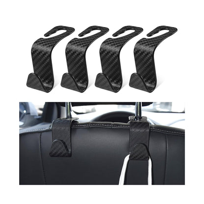 4 Pack Headrest Hooks for Vehicle Seats, Black/Black Flag