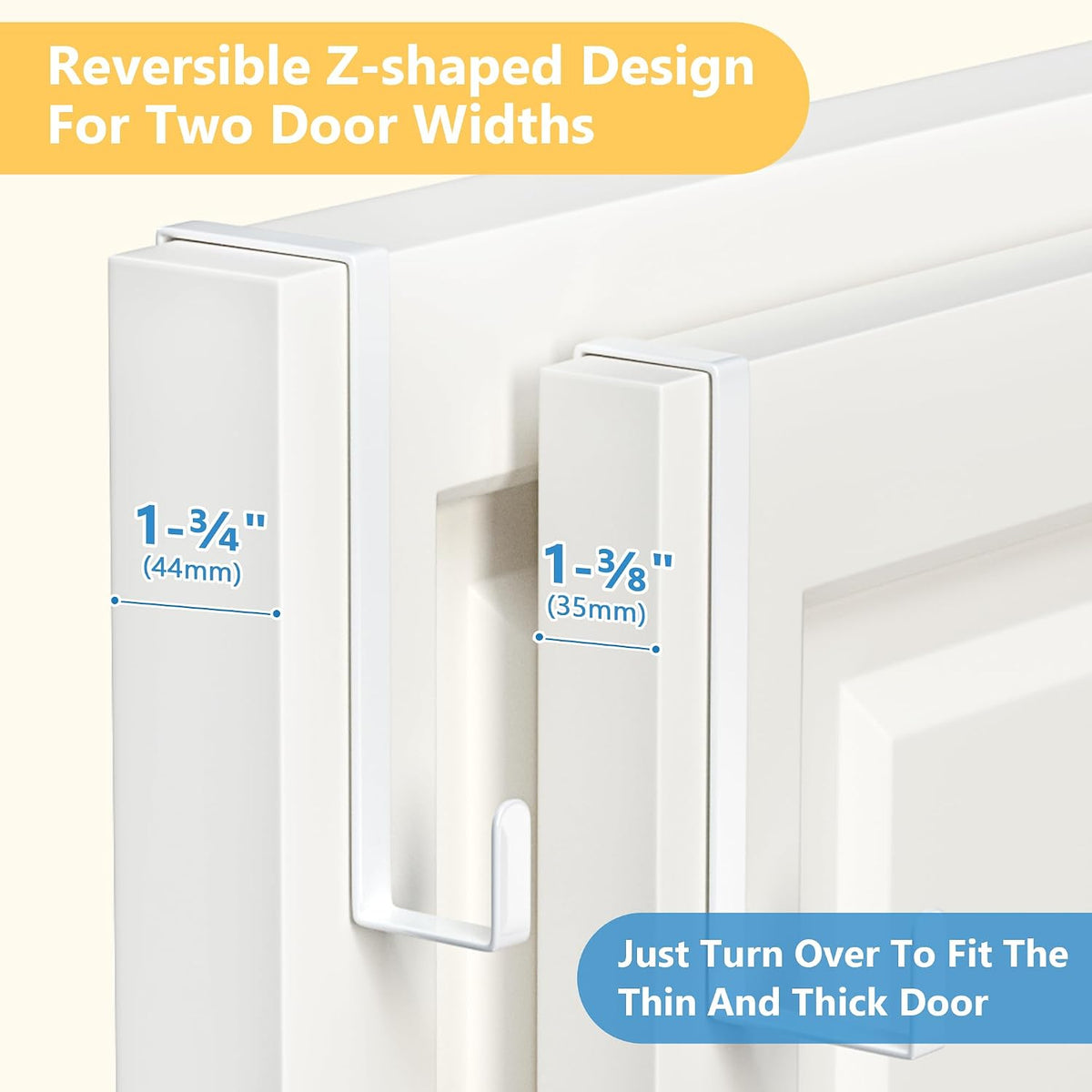 6" Sturdy Metal Over The Door Hooks (10 PCS) Fit Most Doors up to 1-3/4"
