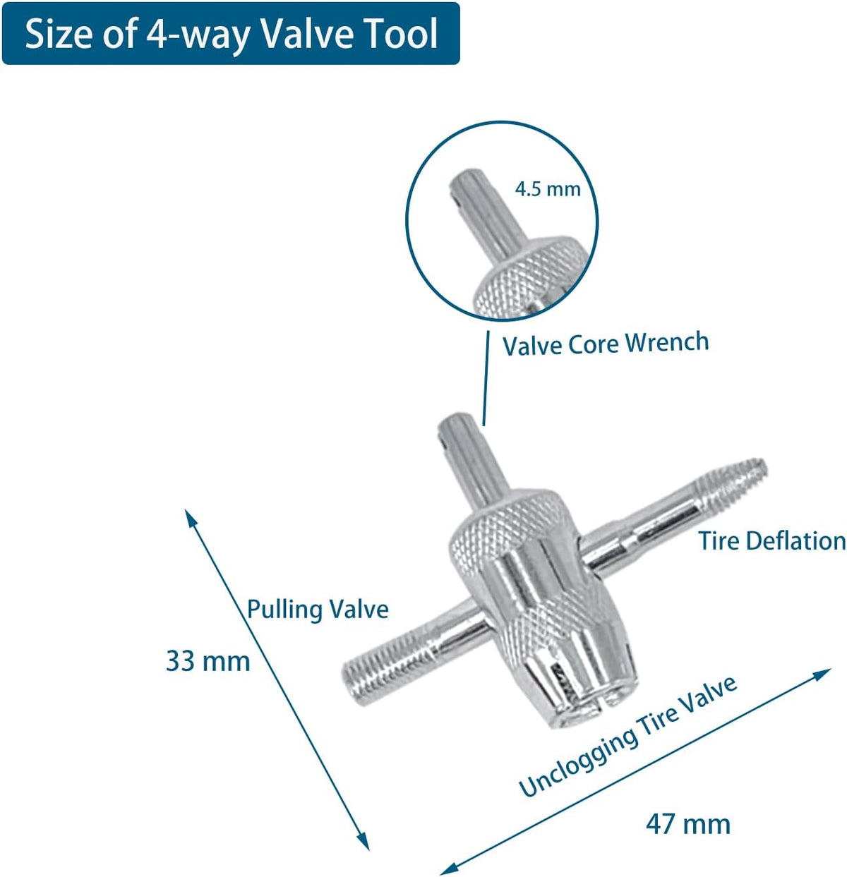 ZUFECY Tire Valve Removal Tool Installation Kit, 4-Way Valve Tool Single/Dual Head Valve Core Remover Tire Repair Stem Tool (6PCS)