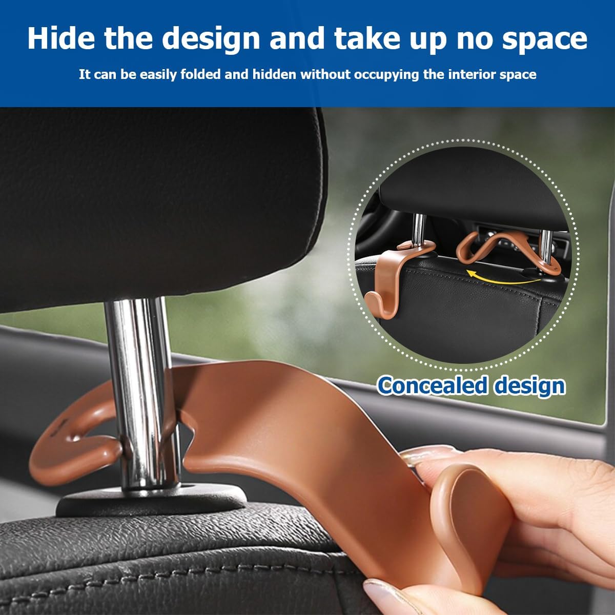 4 Pack Car Seat Headrest Hooks for Vehicle Seats, White