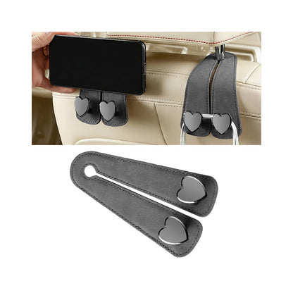 BESULEN Car Seat Headrest Hook, 2PCS Vehicle Seat Back Hanger Organizer for Handbag Purse Coat, Automotive Interior Headrest Double Storage Hook, Universal Fit (Black)