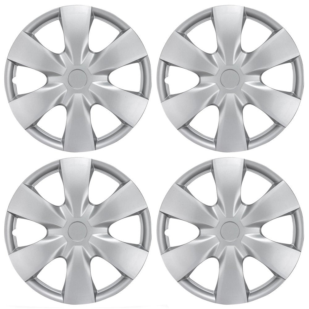 BDK 15 Inch Snap-On Hubcap Wheel Covers (Set of 4), 6-Spoke Original Design