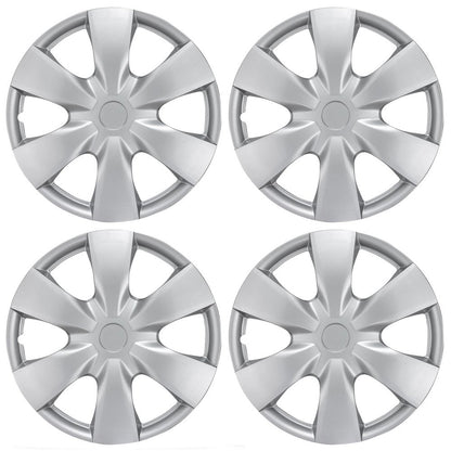 BDK 15 Inch Snap-On Hubcap Wheel Covers (Set of 4), 6-Spoke Original Design