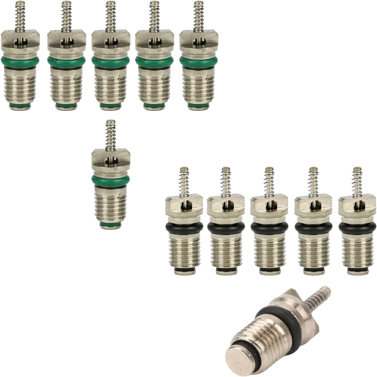 12 Pack Air Conditioning Valve Core Kit R134A Car AC Refrigerant Valve Core Leakproof High Pressure Schrader Stem Cores for Car A/C System Service Vane Air Vacuum Pump R134a Recharge Hose Kit