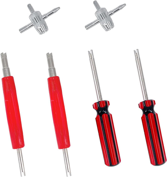 ZUFECY Tire Valve Removal Tool Installation Kit, 4-Way Valve Tool Single/Dual Head Valve Core Remover Tire Repair Stem Tool (6PCS)
