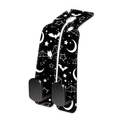 Car Seat Headrest Hook, Universal Leather Cute Hanger Holder Hook, Storage Organizer Interior Accessories for Purse Bags Handbag Black White Soccer